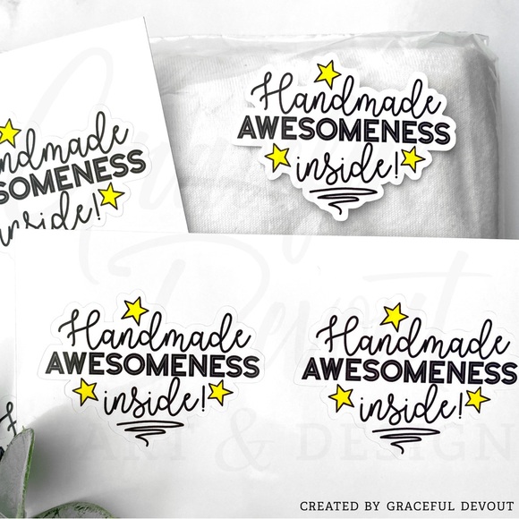 Handmade AWESOMENESS Inside!  - Sticker 2" (inches) (48ct.)  [GD60-48] - Picture 4 of 5